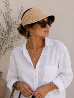 NWT O/S Straw Sun Visor Hat Packable Beach Golf Pickleball Resort Travel